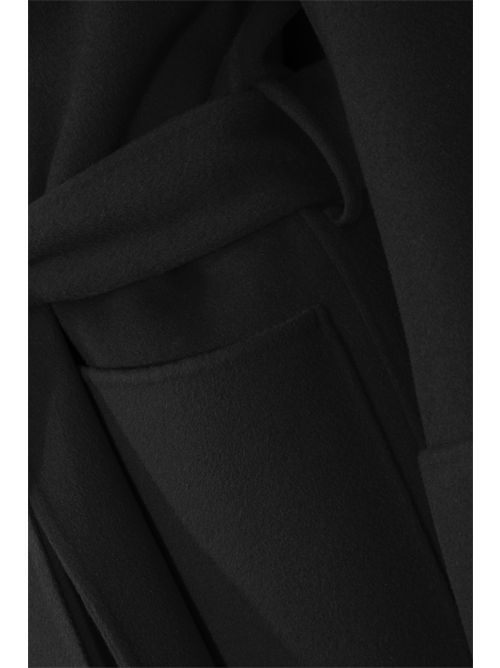 Cappotto lungo in double di lana con cappuccio Nero Alpha studio | AD-4691N2002